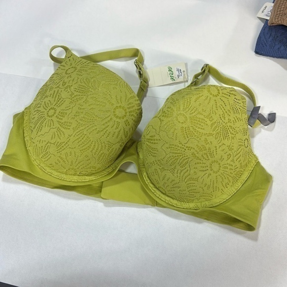 Aerie Demi lime green adjustable padded lace front bra 34D